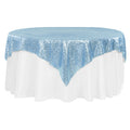 Glitz Sequin Table Overlay Topper 72"x72" Square  - Baby Blue - CV Linens