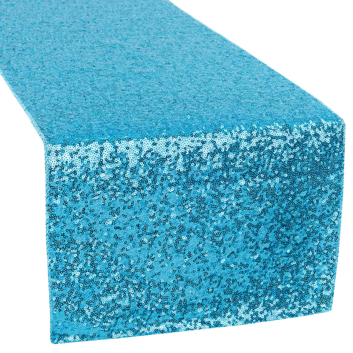 Glitz Sequin Table Runner - Aqua Blue - CV Linens