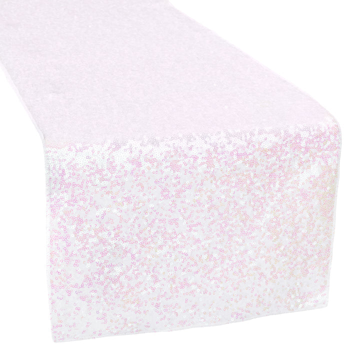 Glitz Sequin Table Runner - Iridescent White - CV Linens