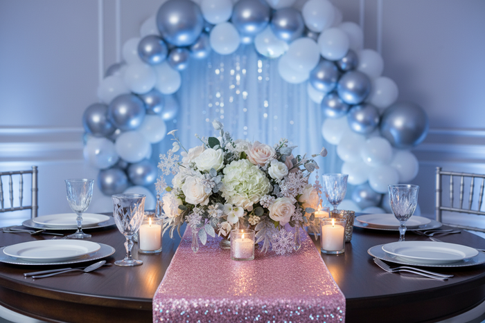 bridal shower with Glitz Sequin Table Runner - Pink