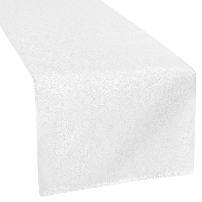 Glitz Sequin Table Runner - White - CV Linens