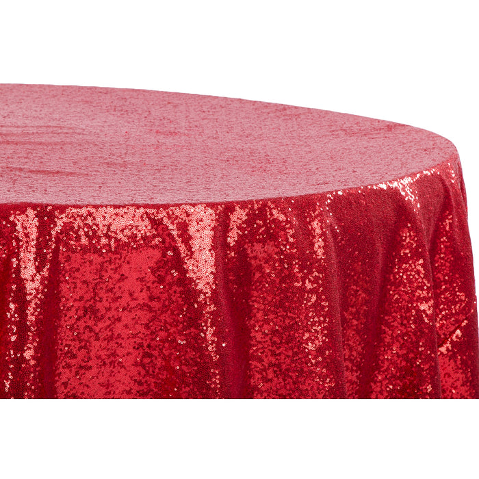 Glitz Sequins 120" Round Tablecloth - Apple Red - CV Linens