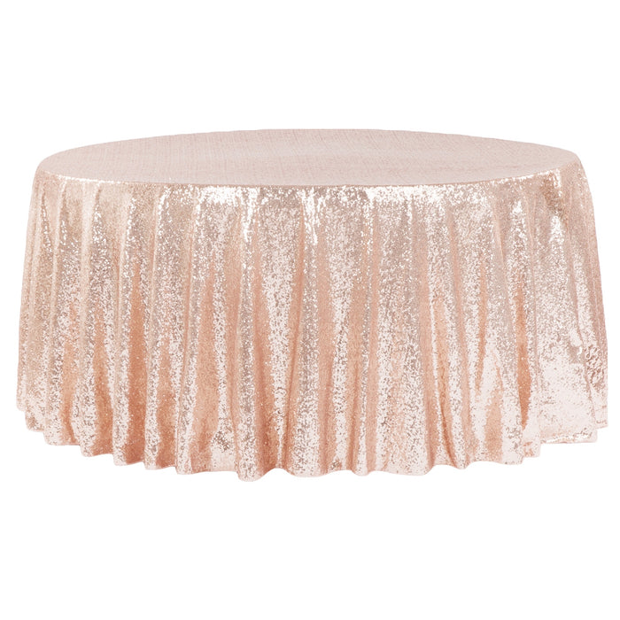 Glitz Sequins 120" Round Tablecloth - Blush/Rose Gold - CV Linens