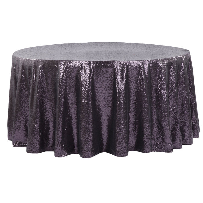 Glitz Sequins 120" Round Tablecloth - Eggplant/Plum - CV Linens