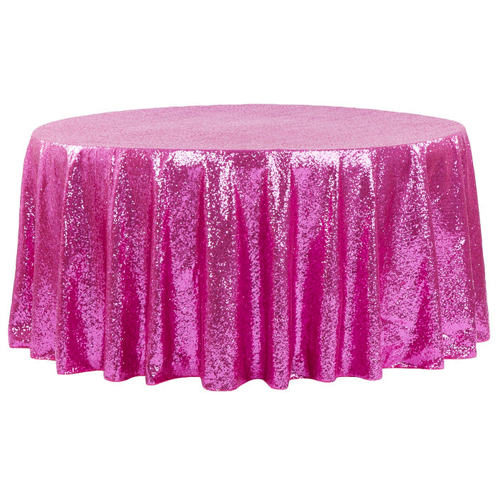 Glitz Sequins 120" Round Tablecloth - Fuchsia - CV Linens