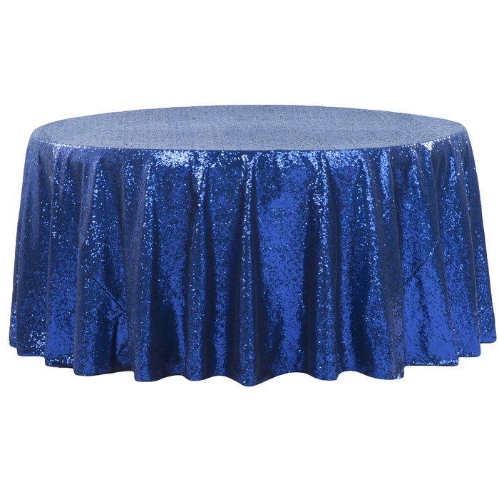 Glitz Sequins 120" Round Tablecloth - Royal Blue - CV Linens