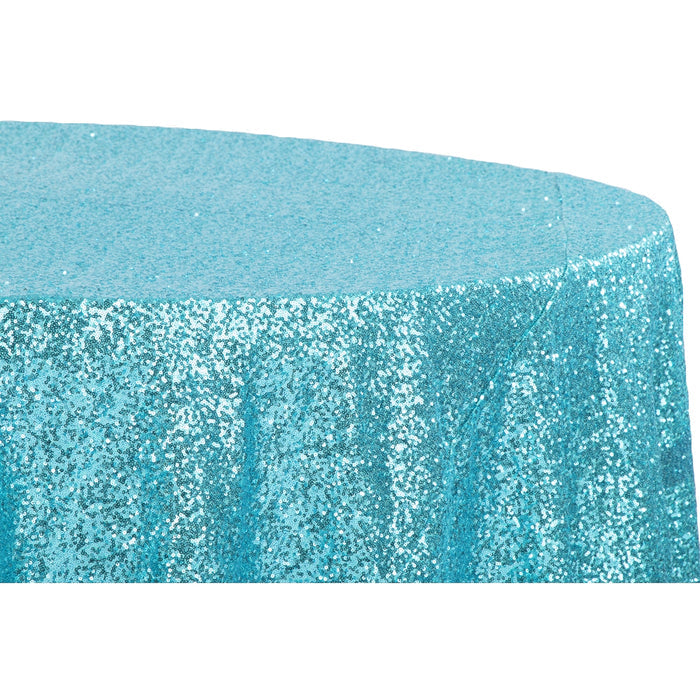 Glitz Sequins 120" Round Tablecloth - Turquoise - CV Linens