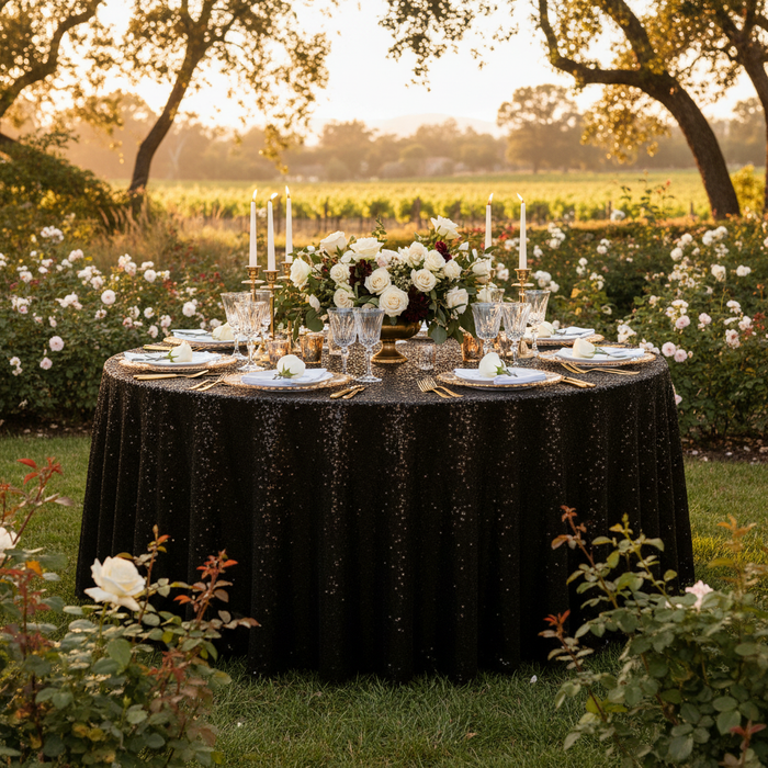 Black Glitz Sequin Tablecloth - Outdoor Lifestyle