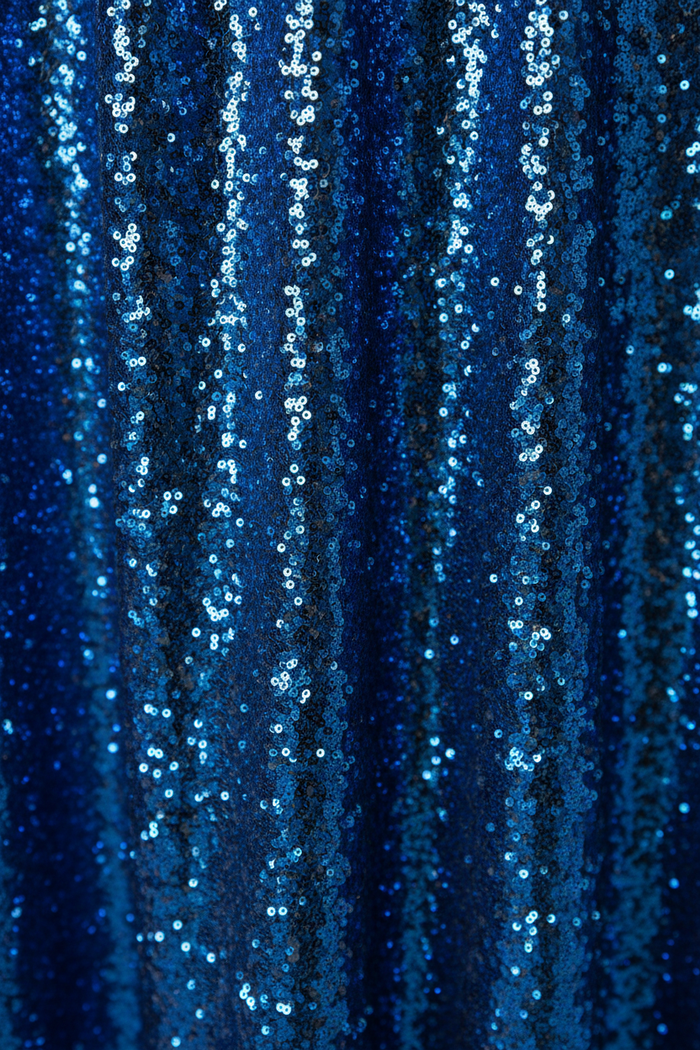 Lifestyle_Detail_Royal Blue Glitz Sequins Round Tablecloth Size: 132 in