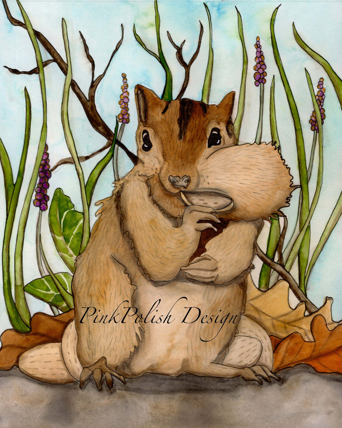 PinkPolish Design Art Prints "Going Nuts" Watercolor Painting: Art Print