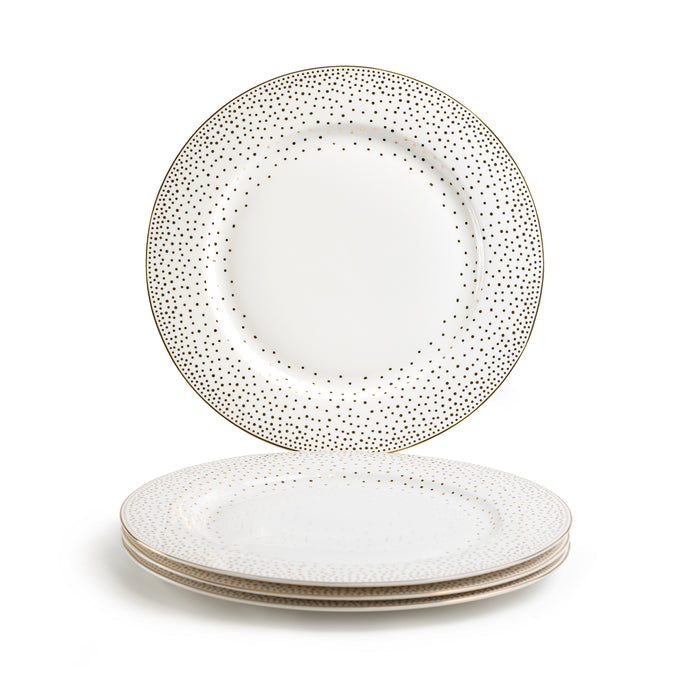 Gold Dots White Bone China Dessert/Dinner Plate