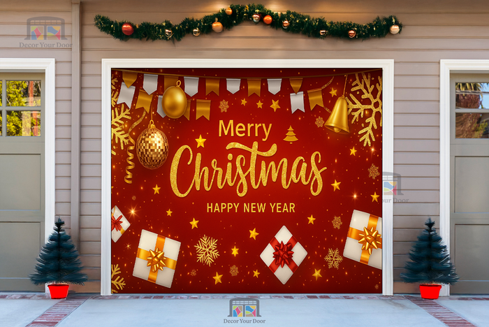 Golden Christmas Glow – Garage Door Cover