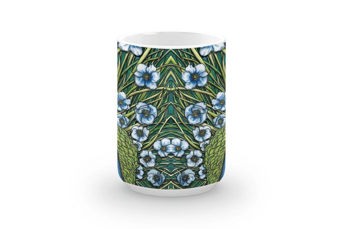 PinkPolish Design Coasters "Grande Peacock Fleur" 15oz Mug