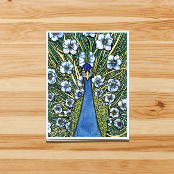 PinkPolish Design Note Cards "Grande Peacock Fleur" Handmade Notecard