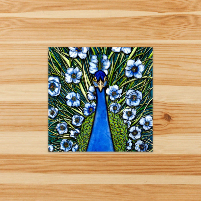 PinkPolish Design Stickers "Grande Peacock Fleur"  Vinyl Square Sticker