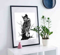 PinkPolish Design Art Prints "Great Horned Owl"  Ink Drawing: Art Print