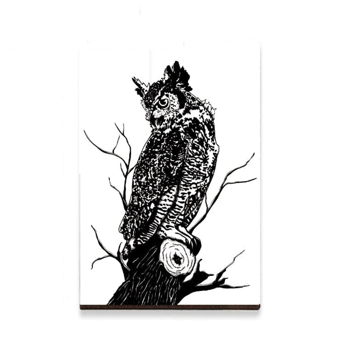 PinkPolish Design Magnets "Great Horned Owl" Wood Refrigerator Magnet