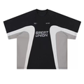 Great Union black and grey colorblock oversized cotton t-shirt with curved contrast panels and front logo print