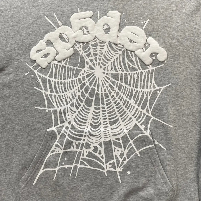 Grey Sp5der Web Hoodie 440GSM – Grey Spider Hoodie Spider Web Print 3D Logo