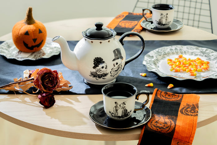 Halloween Victorian Skeletons 5-Piece Tea Set