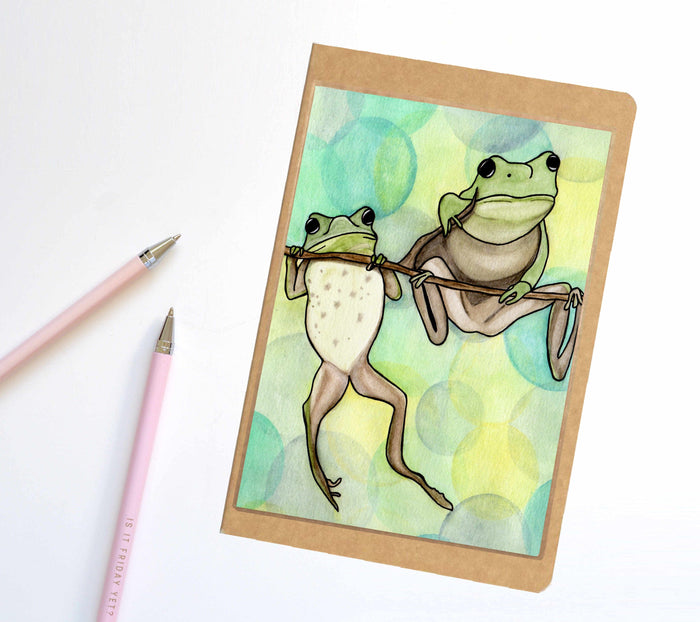 PinkPolish Design Notebook "Hanging Out" Frog Inspired Notebook / Sketchbook / Journal