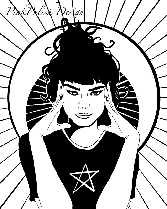 PinkPolish Design Art Prints "Hexed"  Digital Drawing: Art Print