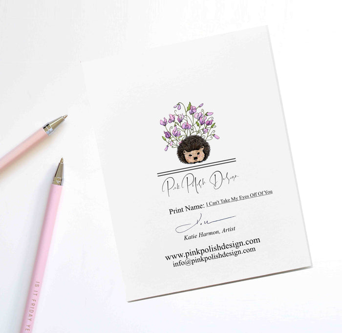 PinkPolish Design Note Cards "I Can't Take My Eyes Off Of You" Handmade Notecard