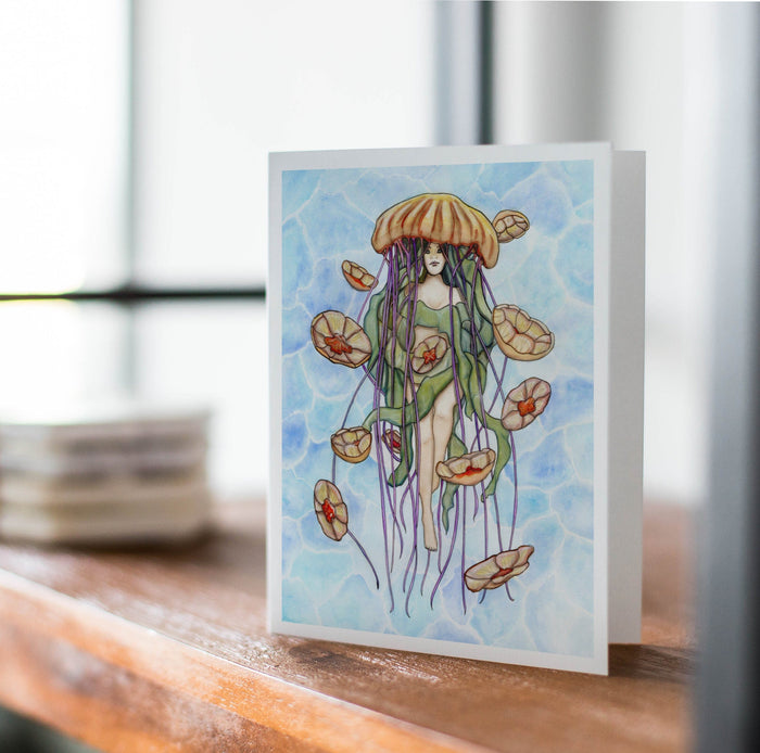PinkPolish Design Note Cards "Jellyfish Queen" Handmade Notecard