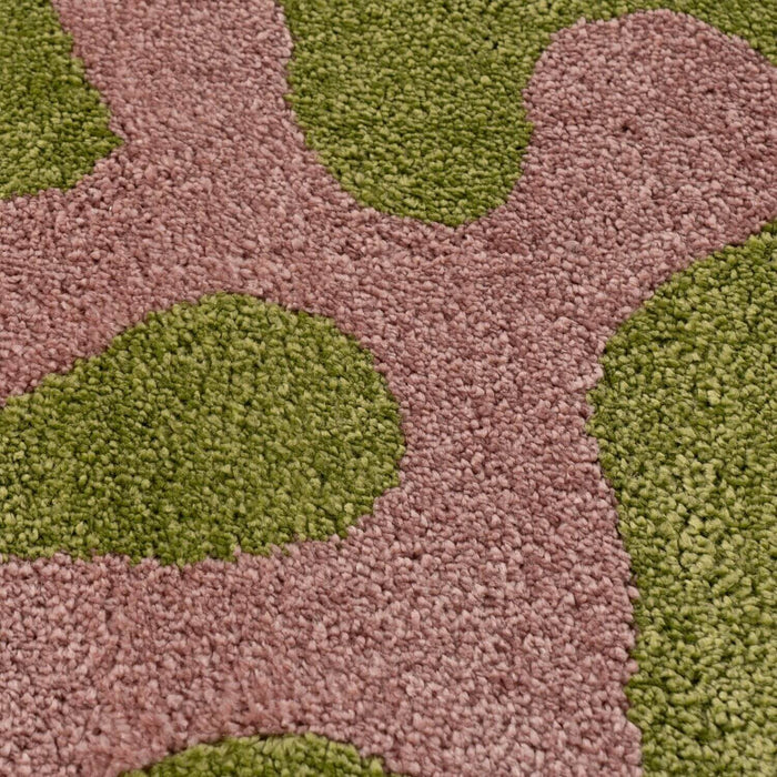 Joli Abstract Green & Pink non-shedding Rug