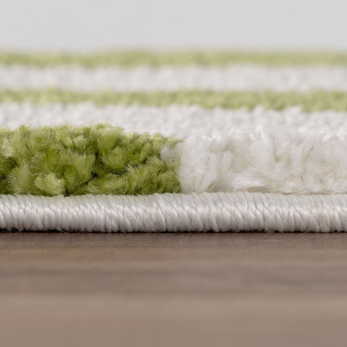 Joli abstract Green & White High Pile Rug