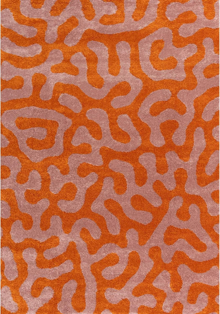 Joli Abstract Orange & Pink Plush Pile Rug