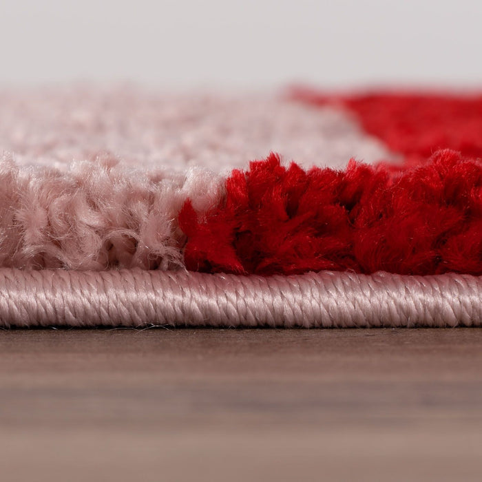 Joli Abstract Red & Pink Plush Pile Rug
