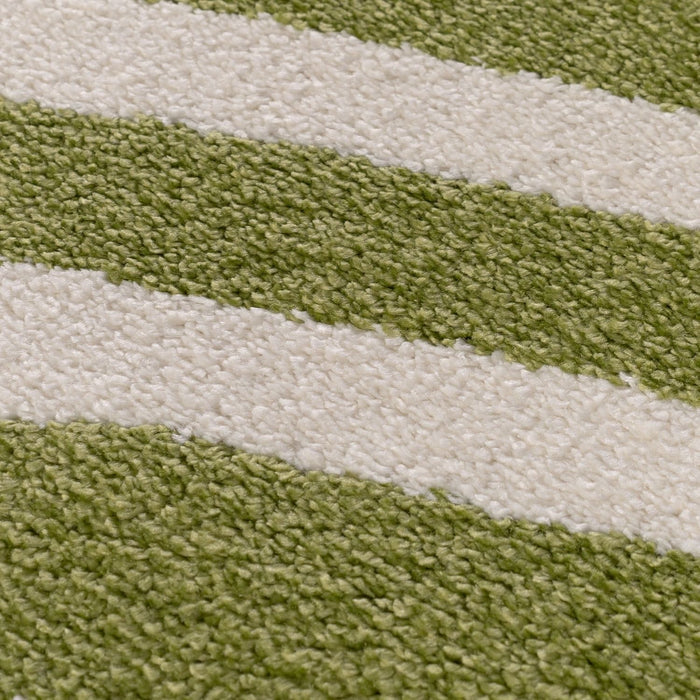 Close-up of green and white striped fabric texture