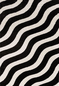 Black and white wavy patterned rug