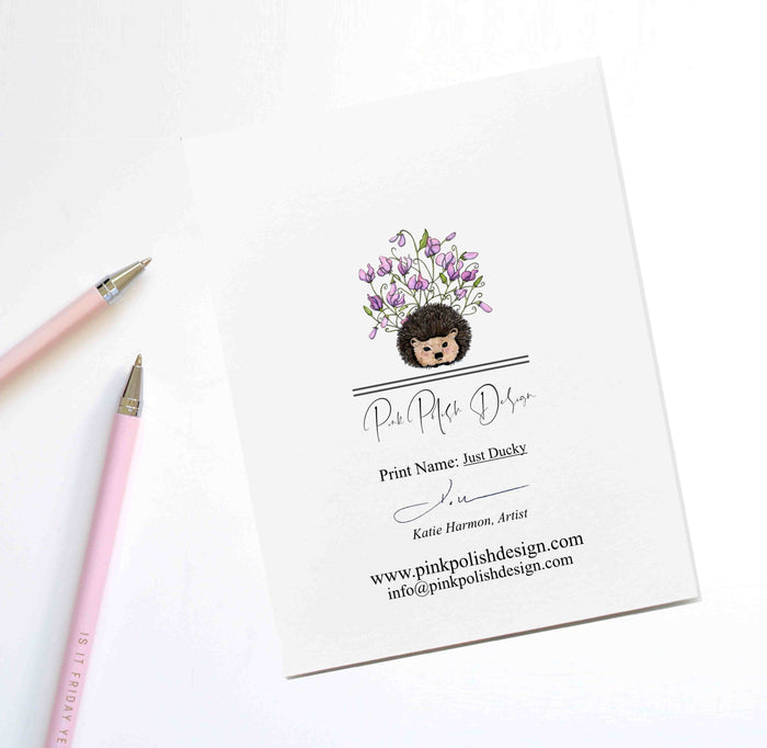 PinkPolish Design Note Cards "Just Ducky" Handmade Notecard