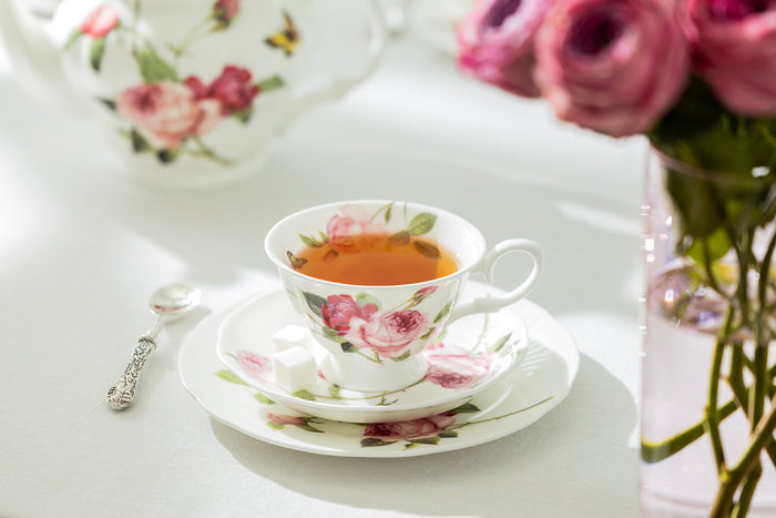 Kensington Pink Rose Bone China 11-Piece Tea Set