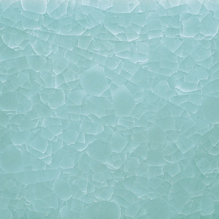 KI-27 Glacial Lake glaze close-up, pale aqua surface with a dense network of white crackle lines