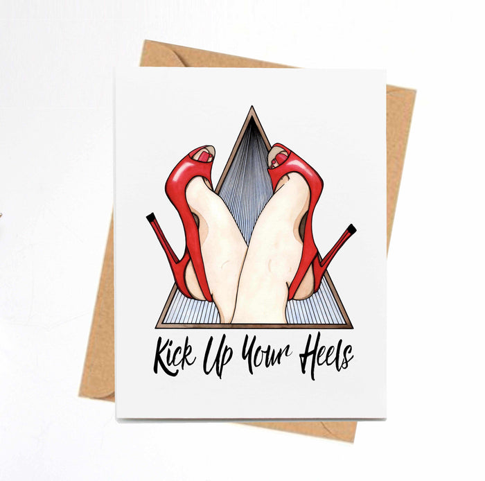 PinkPolish Design Note Cards "Kick Up Your Heels" Handmade Notecard