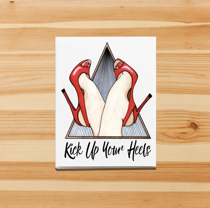 PinkPolish Design Note Cards "Kick Up Your Heels" Handmade Notecard