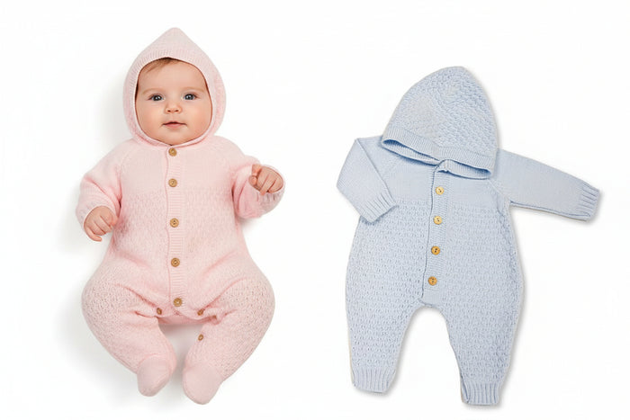 Knitted Baby All-In-One with Hood (NB-6m) (PK6) BW-10-1234