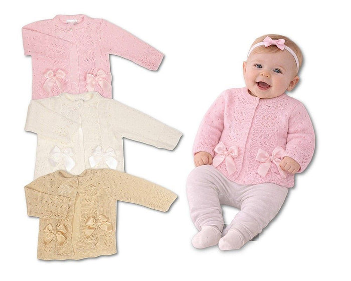 Knitted Baby Girls Cardigan with Bows - (PK6) (9-24m) BW-10-1009_24