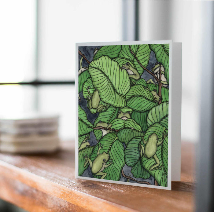 PinkPolish Design Note Cards "Knot of Frogs" Handmade Notecard