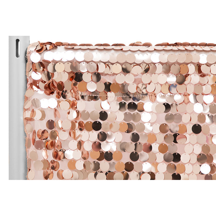 Large Payette Sequin 12ft H x 52" W Drape/Backdrop panel - Blush/Rose Gold - CV Linens