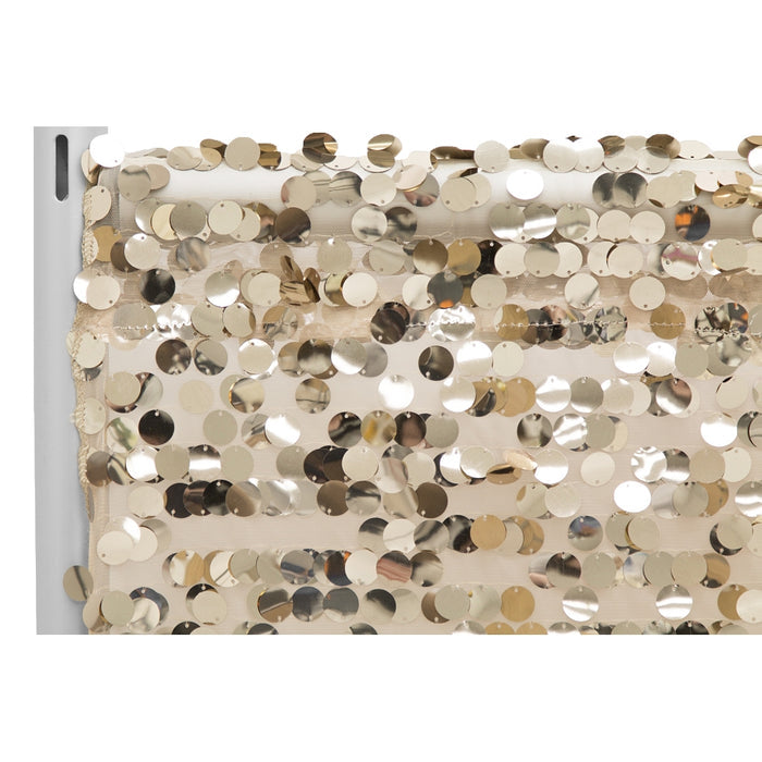 Large Payette Sequin 12ft H x 52" W Drape/Backdrop panel - Champagne - CV Linens