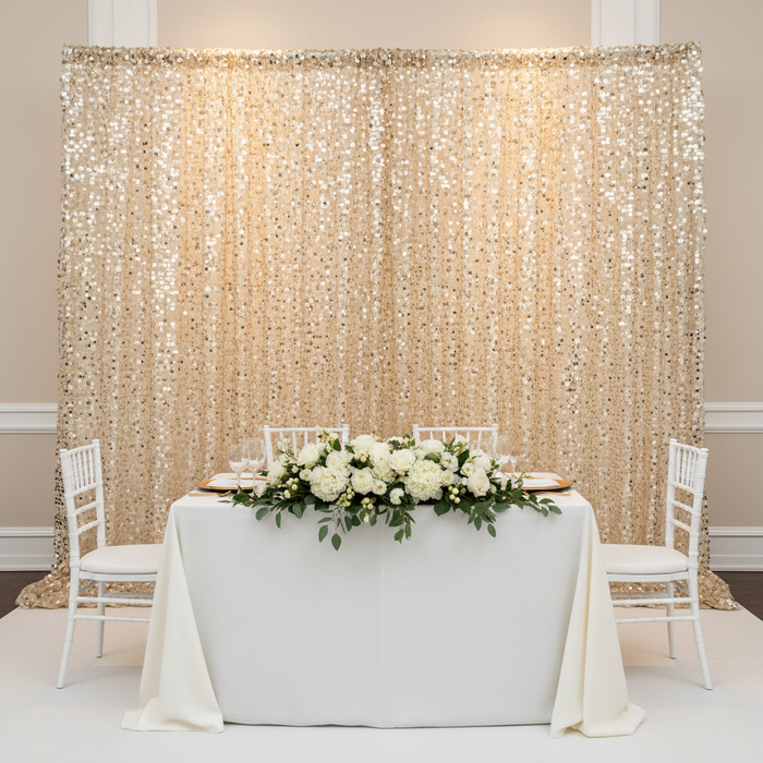 Large Payette Sequin 12ft H x 52" W Drape/Backdrop panel - Champagne for wedding reception
