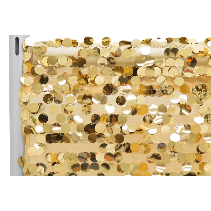 Large Payette Sequin 12ft H x 52" W Drape/Backdrop panel - Gold - CV Linens