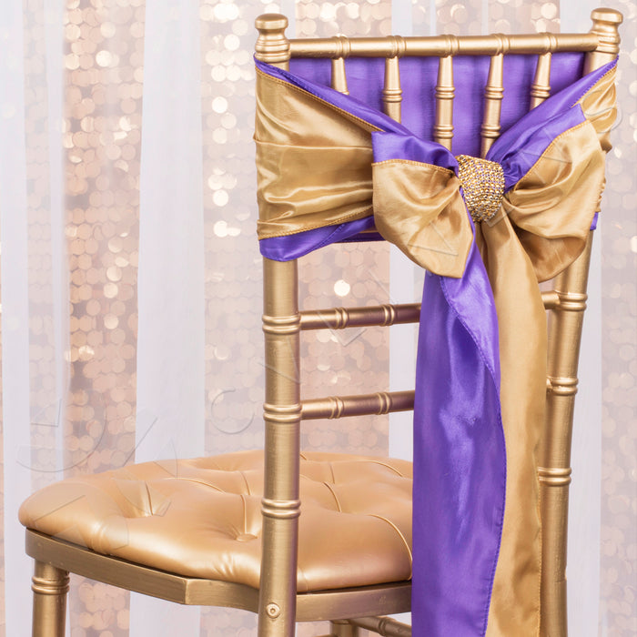 Large Payette Sequin 12ft H x 52" W Drape/Backdrop panel - Gold with chiffon backdrop on top for elegant indoor mockup