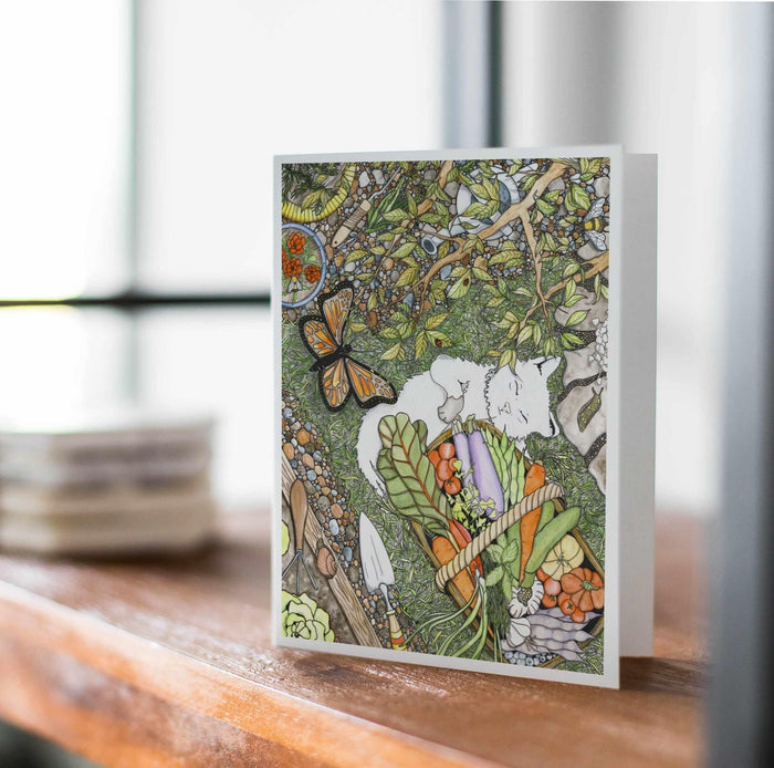 PinkPolish Design Note Cards "Lazy Garden Days" Handmade Notecard