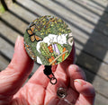 PinkPolish Design Badge Reels & Lanyards "Lazy Garden Days" Retractable Badge Reel