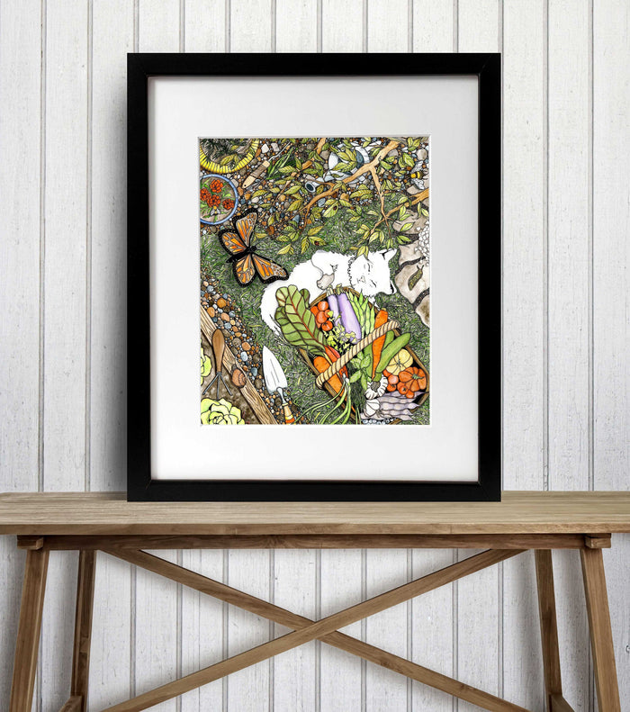 PinkPolish Design Art Prints "Lazy Garden Days"  Watercolor Painting: Art Print